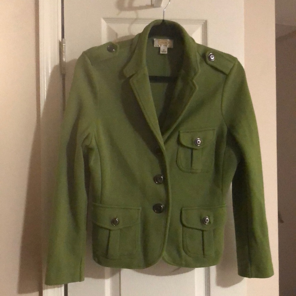 Talbots 100% Cotton Green Blazer